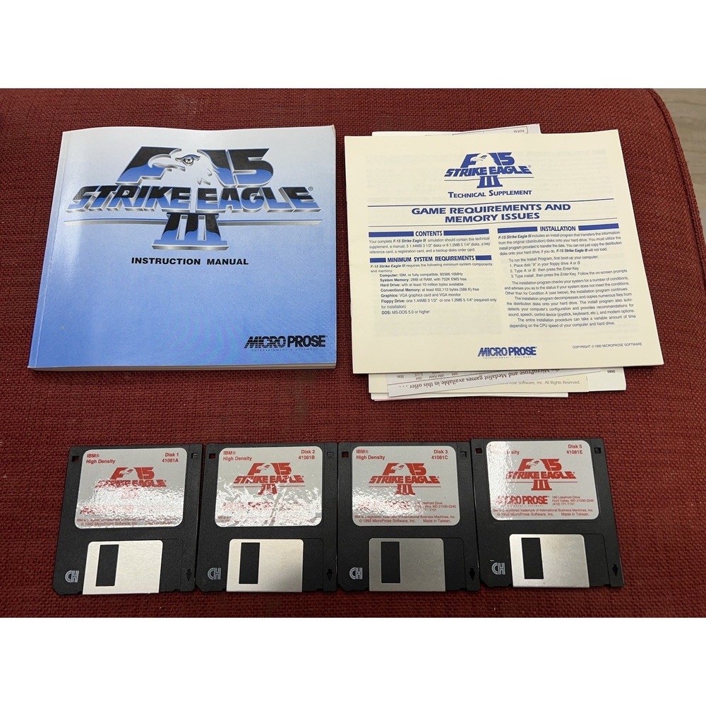 F15 STRIKE EAGLE‎ III 3 Computer Game Manuals PC IBM 3.5" Microprose